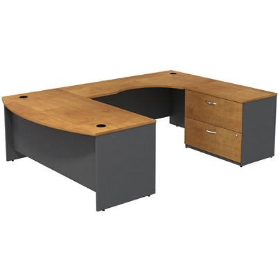 Bush Business Furniture Components Bow Front U Shaped Desk With 2