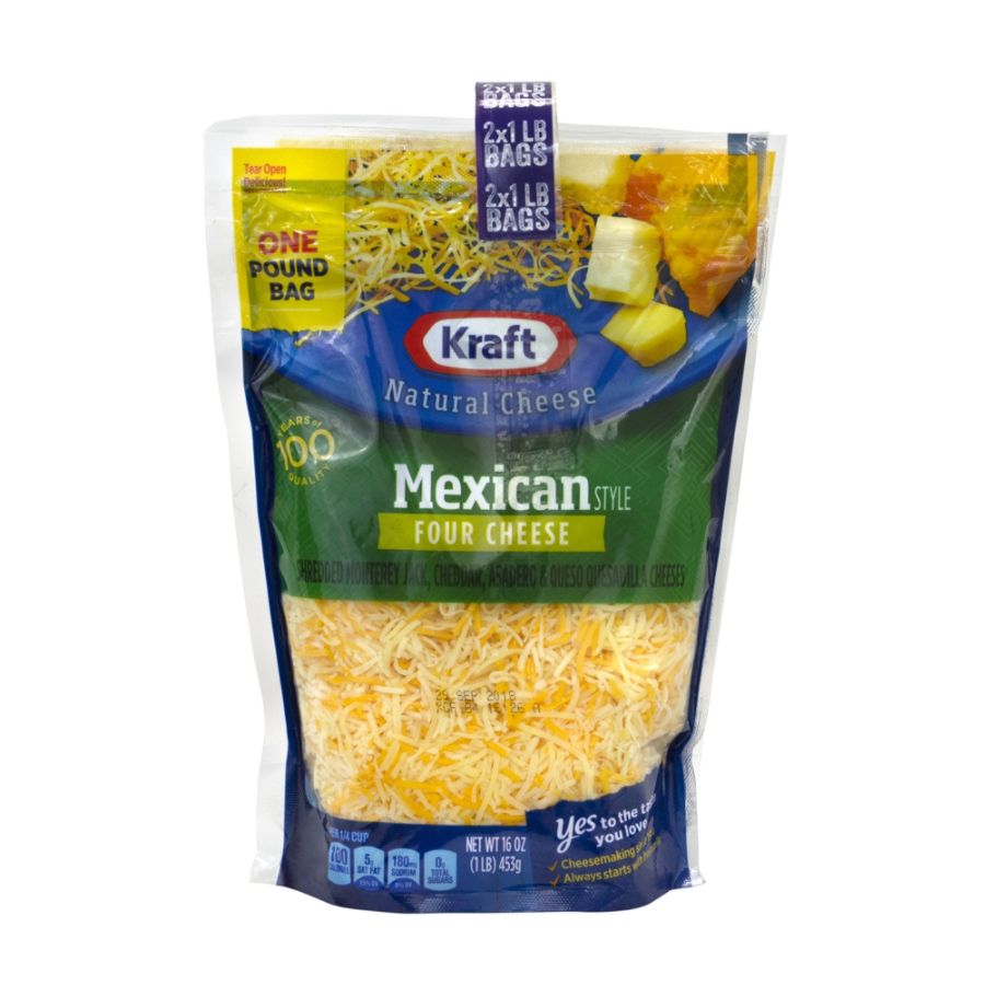 Kraft Mexican 4 Cheese Finely Shredded Cheese 16 Oz Pack Of 2 Bags ...