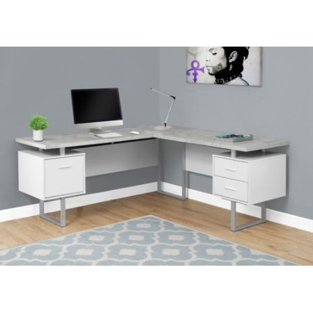 Monarch Specialties Corner Desk GrayWhite - Office Depot