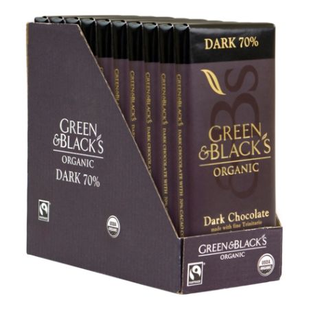 Green and Black Organic Dark Chocolate 70percent Cacao 3.5 Oz Box Of 10 ...