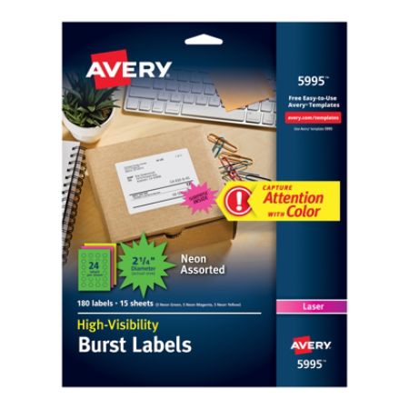 Avery High Visibility Permanent Burst Labels 5995 2 14 Diameter ...