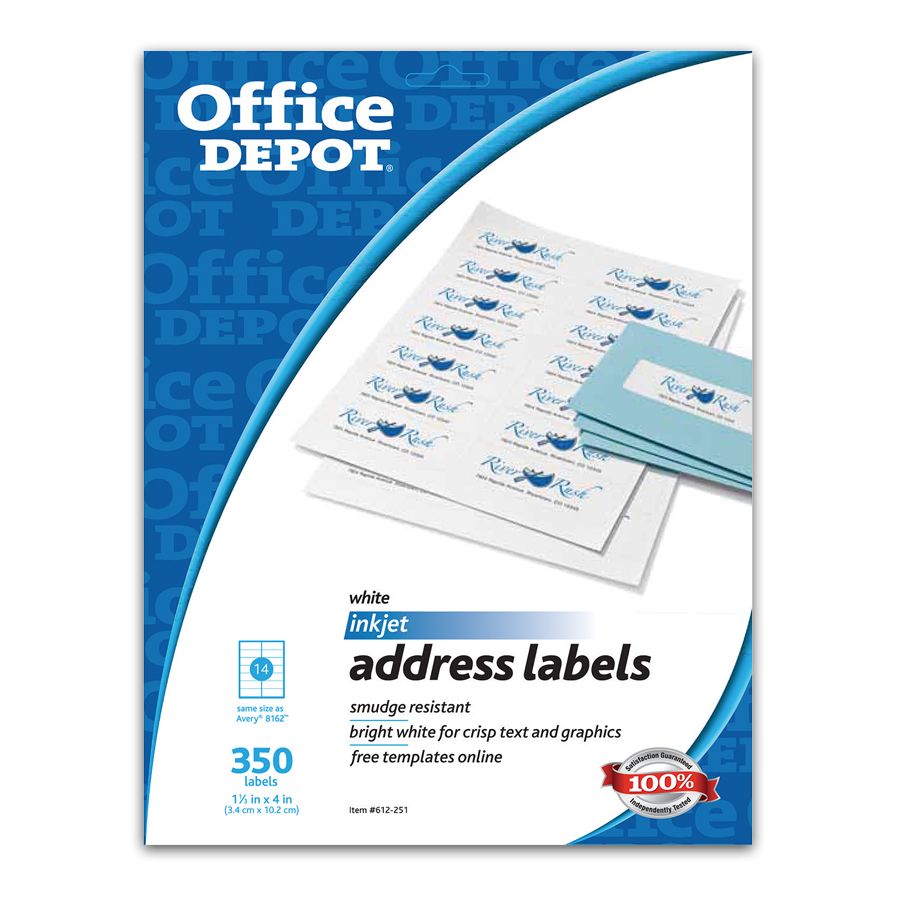 Office Depot Brand White Inkjet Address Labels 1 13 x 4 Pack Of 350 by ...