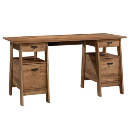 Sauder Trestle Executive Desk Vintage Oak Office Depot