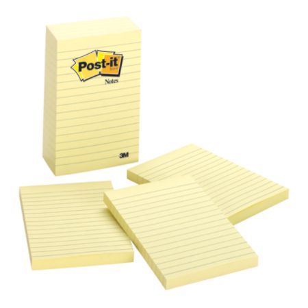 Post it Notes 4 x 6 Lined Canary Yellow Pack Of 5 Pads by Office Depot ...