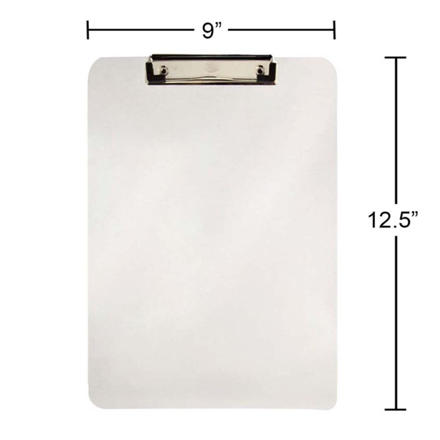 JAM Paper 9" x 12 1/2" Plastic Clipboards with Low Profile Metal Clip - Letter Size - Clear