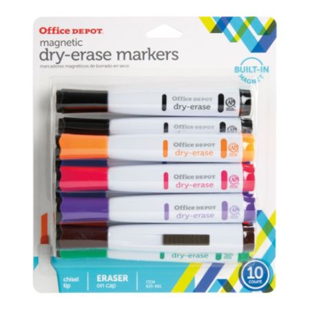 depot office erase dry markers brand magnetic pack assorted chisel barrel ink point colors