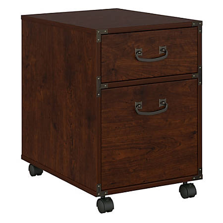kathy ireland® homebush furniture ironworks 2 drawer mobile pedestal,  coastal cherry, standard delivery item # 636605