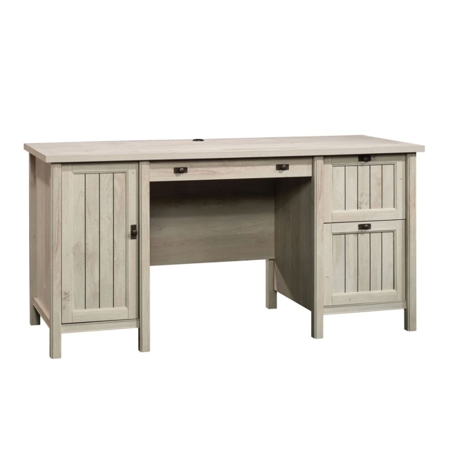 Costa Computer Desk Chestnut - Sauder: Executive Office Furniture with File Storage, Coastal Design