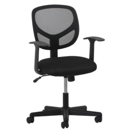 Ofm Essentials Swivel Mesh Mid Back Task Chair Fixed Arms Black Silver Item 640418