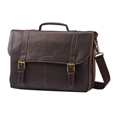 Samsonite Leather Portfolio 12 x 16.5 x 5 Brown - Office Depot