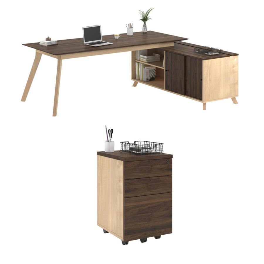 Ameriwood Home Ax1 3 Piece L Shape Desk And Mobile File Set