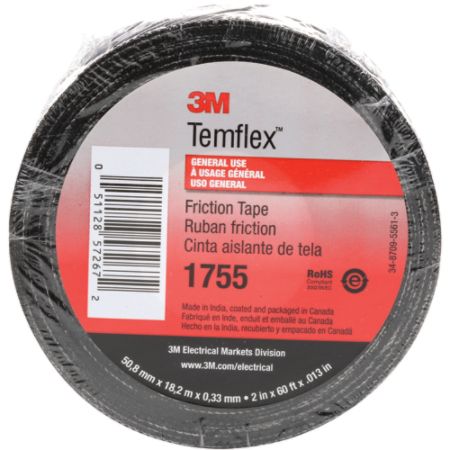 3M 1755 Cotton Friction Tape 3 Core 34 x 60 Black Case Of 20 - Office Depot