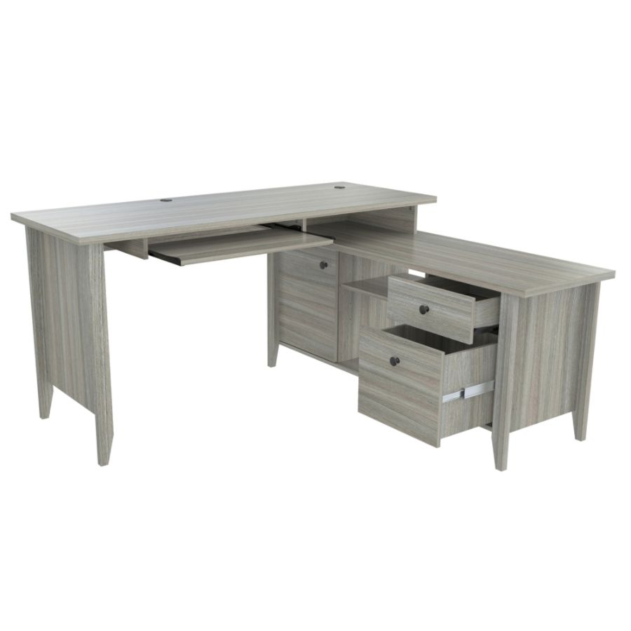 L Shaped Computer Writing Desk Gray - Inval