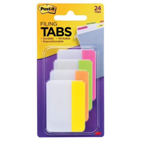 Post it Durable Tabs 2 x 1 12 Assorted Colors 6 Flags Per Pad Pack Of 4 ...