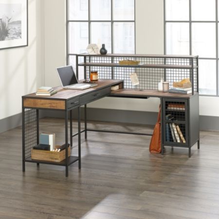 Sauder Boulevard Caf L Shaped Desk Vintage Oak Office Depot
