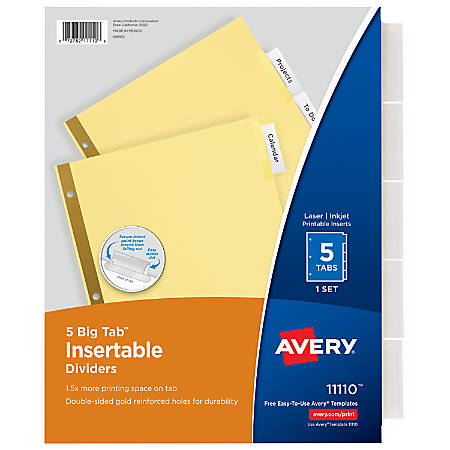 Avery 11441, avery index maker extra-wide tab dividers, ave11441.