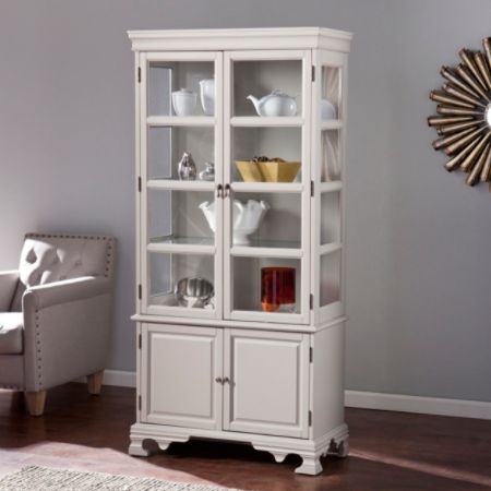 Southern Enterprises Paddington Curio Cabinet Warm Gray Office Depot