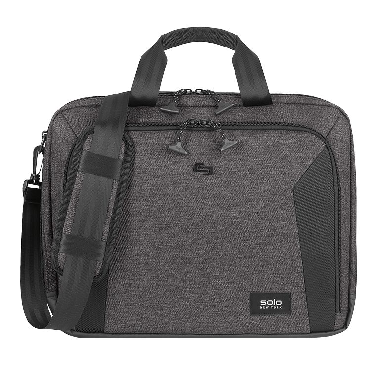 Solo Voyage Carrying Case (Briefcase) for 15.6" Notebook - Gray, Black Damage Resistant, Scuff Resistant, Scratch Resistant - Checkpoint Friendly - Shoulder Strap, Luggage Strap, Handle - 5.5" Height