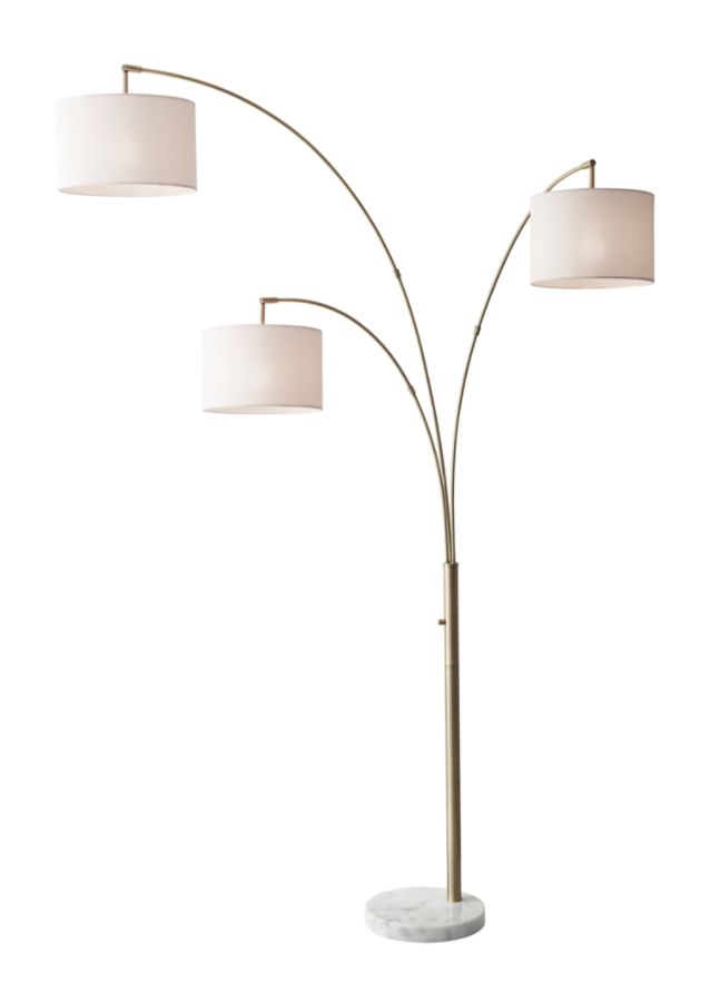 Photo 1 of 74" Adesso 4250-21 Bowery 3 Arm Arc Lamp, Brass, Antique Bronze