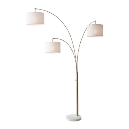 Adesso Bowery 3 Arm Arc Floor Lamp 83 H Off White Shadewhite Base