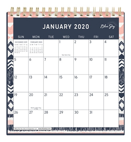 Blue Sky Wirebound Desk Calendar With Stand 6 X 6 Tappeto January