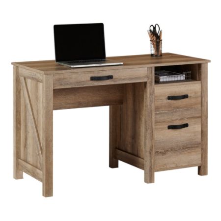 Realspace Plank Pedestal Desk Coastal Oak Office Depot