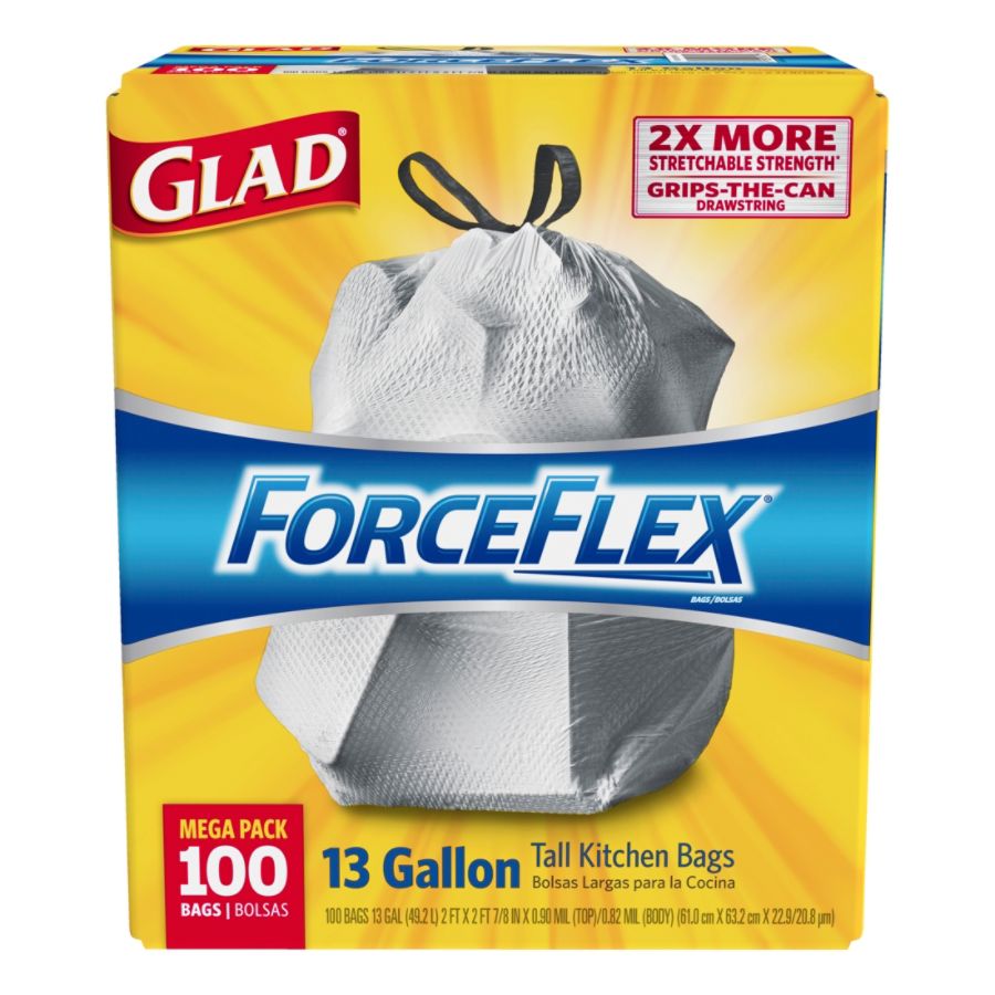 Glad ForceFlex Drawstring Trash Bags 13 Gallons White Box Of 100 by ...