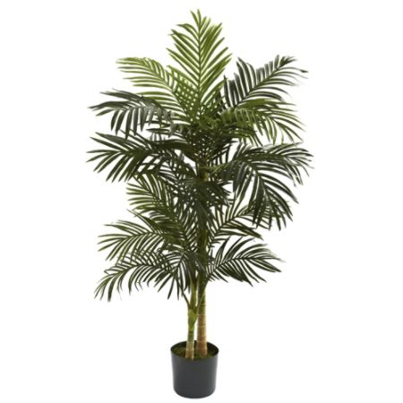 Nearly Natural 5h Polyester Artificial Golden Cane Palm Tree With