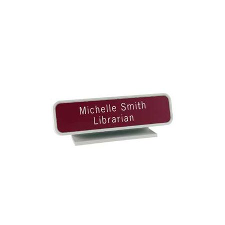 Custom Engraved Plastic Designer Desk Signs With Pedestal Holder 1