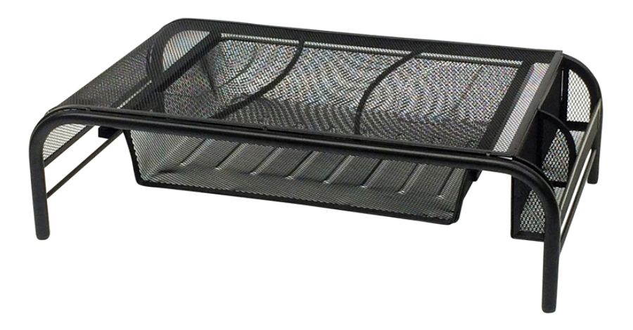 Mind Reader Monitor Stand, Ventilated Laptop Riser, Paper Tray, Office, Metal Mesh, 20&#34;L x 11.5&#34;W x 5.5&#34;H, Set of 2, Black