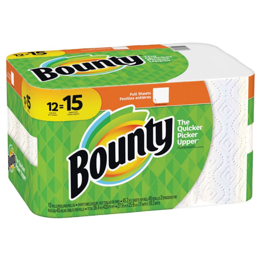 UPC 037000746973 product image for Bounty 2-Ply Paper Towels, 11in. x 10 1/4in., White, Pack Of 12 Large Rolls | upcitemdb.com