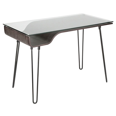 Lumisource Avery Mid Century Modern Desk Dark Grayblack Office Depot