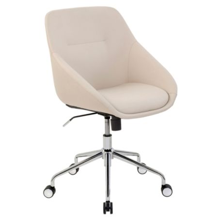 Elle D cor Taissy Bonded Leather Mid Back Task Chair Ivory ...