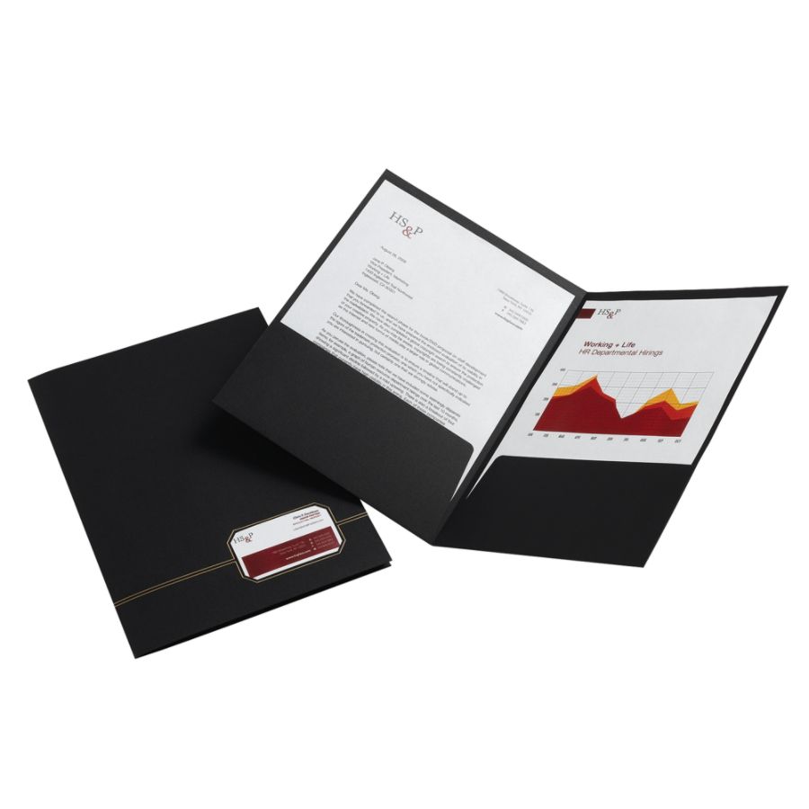 UPC 735854968328 product image for Office Depot� Brand Executive 2-Pocket Folder, Black With Gold Trim, Pack Of 4 | upcitemdb.com