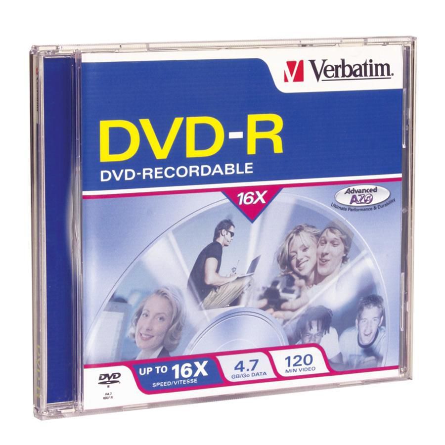 Verbatim DVD R 4.7GB 16X with Branded Surface 1pk Jewel Case by Office ...