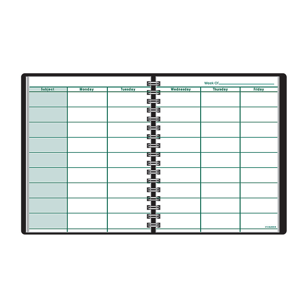 Store your weekly plans, class records and seating charts all in one place Includes space for 9 subjects per 2-page spread.