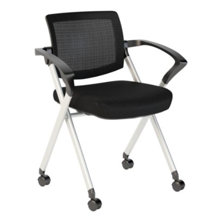 20 Pack Foldable Office Chairs With Wheels, Mesh Back, Arms And Portable - Folding Office Chairs Stackable For Conference Room Chair