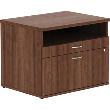 Lorell Relevance File Cabinet Credenza With Open Shelf Walnut