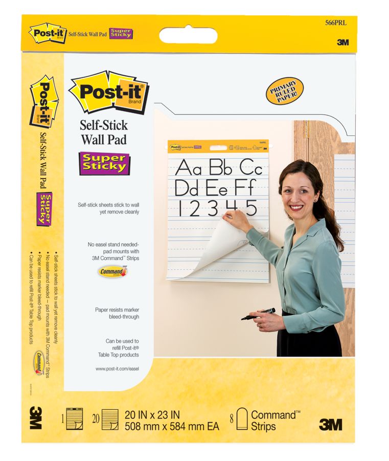 Postit Super Sticky Wall Pads, 20" x 23", 20 Self Stick Sheets Per Pad
