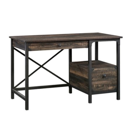 Sauder Steel River 48 W Desk Carbon Oak Office Depot