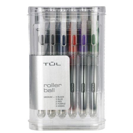 TUL RB1 Roller Ball Pens Medium Point 0.7 mm Silver Barrel Assorted Ink ...