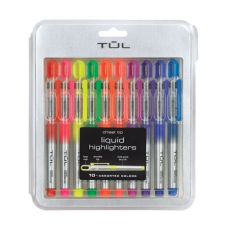 TUL Liquid Pocket Chisel Tip Highlighters 10 Colored Highlighters by ...