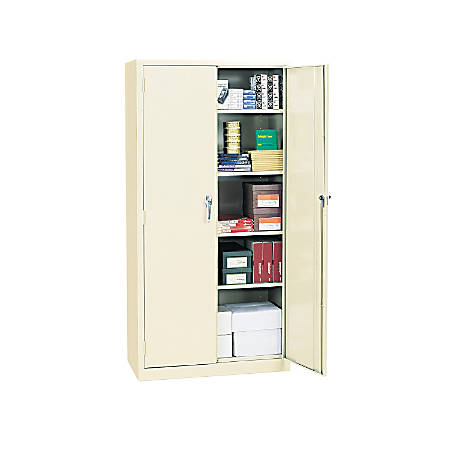 Alera Steel Storage Cabinet 5 Adjustable Shelves 72 H Putty