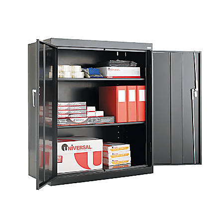 Alera Steel Storage Cabinet 3 Adjustable Shelves 42 H Black