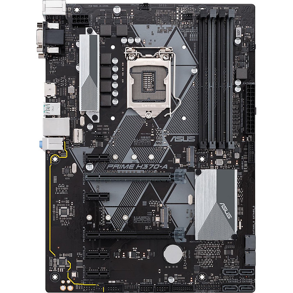 Asus Prime H370-A/CSM Desktop Motherboard - Intel Chipset - Socket H4 LGA-1151 - 64 GB DDR4 SDRAM Maximum RAM - DIMM, UDIMM - 4 x Memory Slots - Gigab