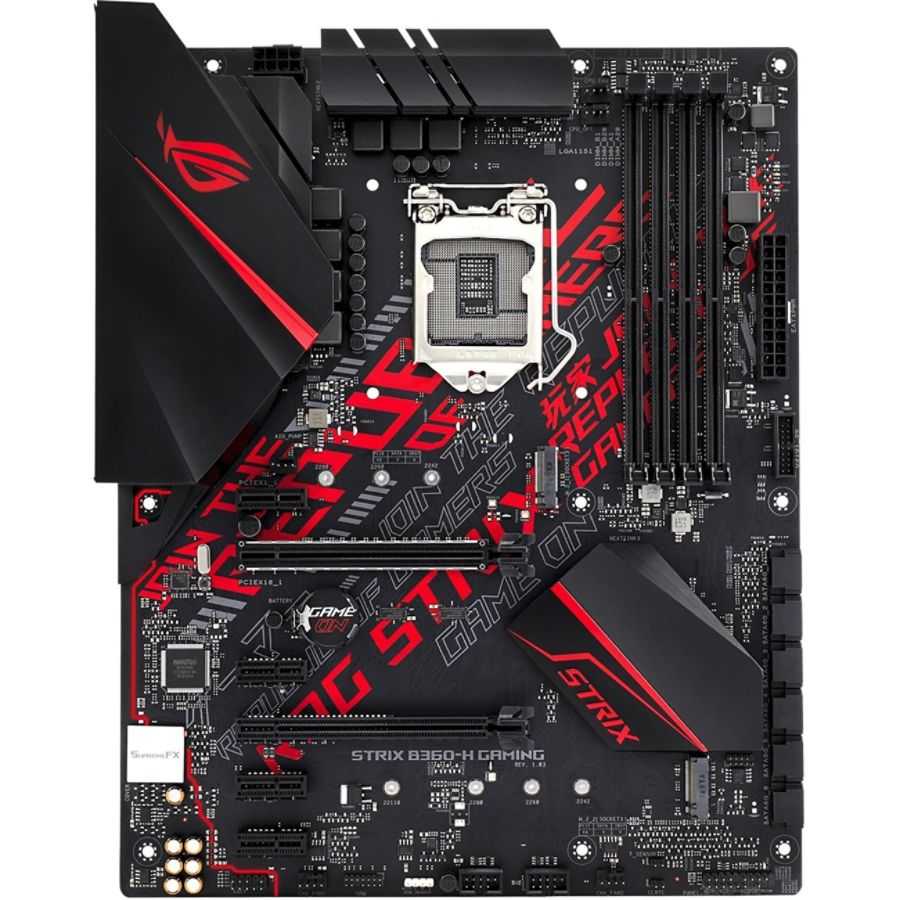 Asus ROG Strix B360-H Gaming Desktop Motherboard - Intel Chipset - Socket H4 LGA-1151 - 64 GB DDR4 SDRAM Maximum RAM - DIMM, UDIMM - 4 x Memory Slots