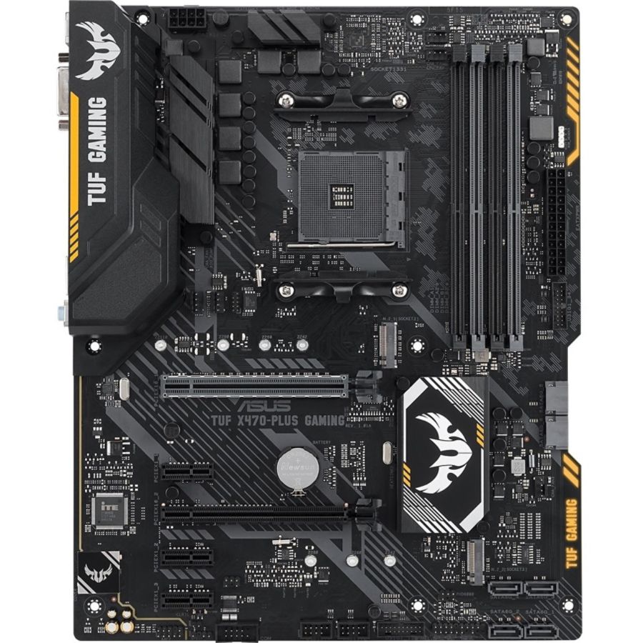 TUF X470-Plus Gaming Desktop Motherboard - AMD Chipset - Socket AM4 - 64 GB DDR4 SDRAM Maximum RAM - DIMM, UDIMM - 4 x Memory Slots - Gigabit Ethernet