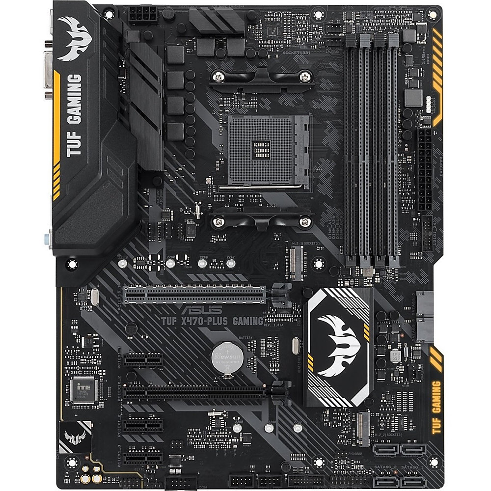 TUF X470-Plus Gaming Desktop Motherboard - AMD Chipset - Socket AM4 - 64 GB DDR4 SDRAM Maximum RAM - DIMM, UDIMM - 4 x Memory Slots - Gigabit Ethernet