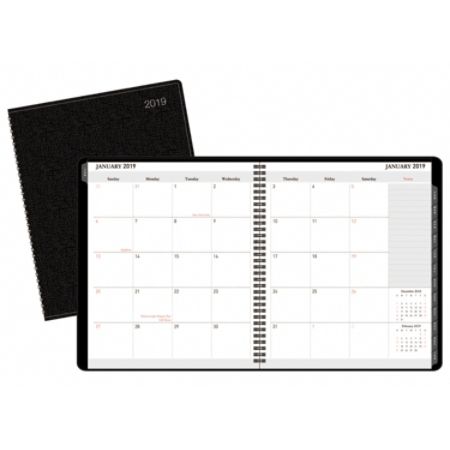 Office Depot Brand Monthly Planner 9 x 11 Black January To December ...