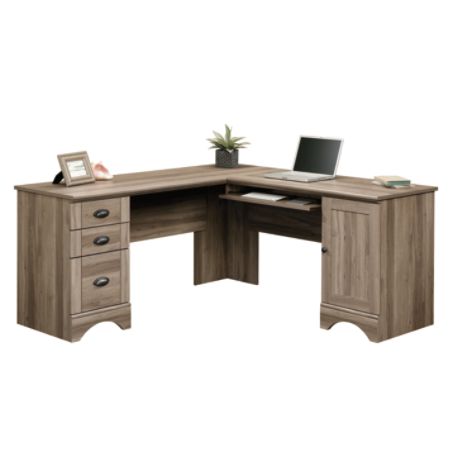 Sauder Harbor View Corner Desk Salt Oak Office Depot